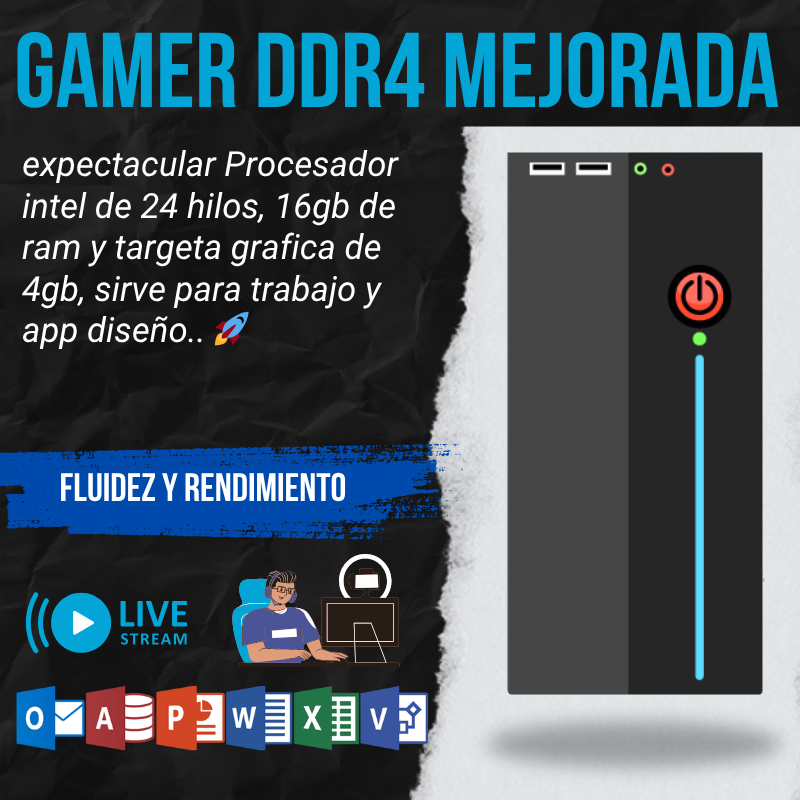Gamer ddr4 12 Núcleos T Grafica 4GB
